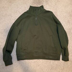 ZARA Men’s Green Quarter Zip Pullover Sweatshirt Size L
